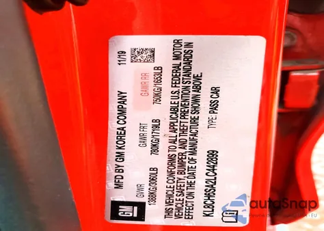 2020 Chevrolet Spark Activ z USA, uszkodzony, nr VIN KL8CH6SA2LC442899